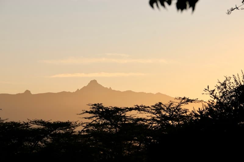 Mountain range at sunset viewed across the Laikipia plateau